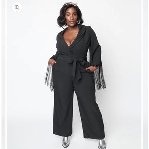 NWOT unique vintage jumpsuit fringe 4x